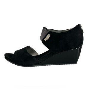 AK Anne Klein Sport Women's Carisma Fabric Wedge Sandal, Black Sz 10